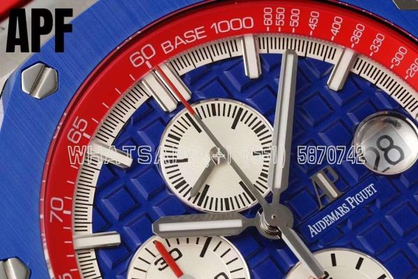 Audemars Piguet Royal Oak Offshore 44mm SS Blue/Red Dial on Blue/Red Rubber Strap A3126 - Image 4