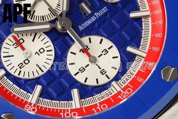 Audemars Piguet Royal Oak Offshore 44mm SS Blue/Red Dial on Blue/Red Rubber Strap A3126 - Image 5