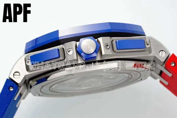 Audemars Piguet Royal Oak Offshore 44mm SS Blue/Red Dial on Blue/Red Rubber Strap A3126 - Image 7