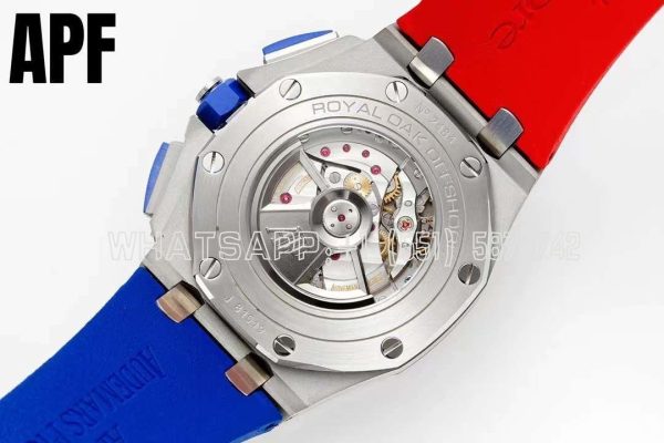 Audemars Piguet Royal Oak Offshore 44mm SS Blue/Red Dial on Blue/Red Rubber Strap A3126 - Image 8