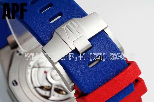 Audemars Piguet Royal Oak Offshore 44mm SS Blue/Red Dial on Blue/Red Rubber Strap A3126 - Image 9