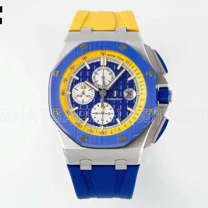 Audemars Piguet Royal Oak Offshore 44mm SS Blue/Yellow Dial on Blue/Yellow Rubber Strap A3126