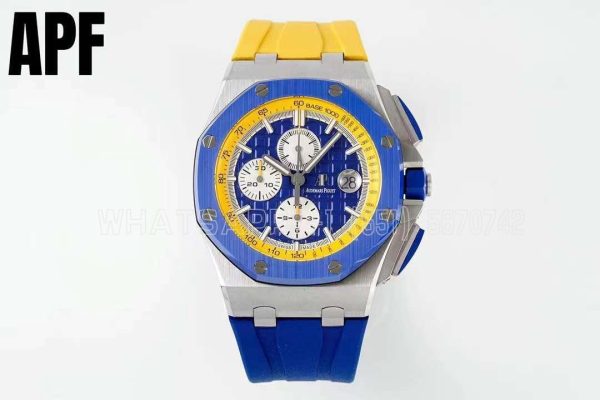 Audemars Piguet Royal Oak Offshore 44mm SS Blue/Yellow Dial on Blue/Yellow Rubber Strap A3126