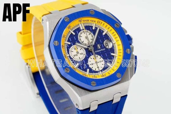 Audemars Piguet Royal Oak Offshore 44mm SS Blue/Yellow Dial on Blue/Yellow Rubber Strap A3126