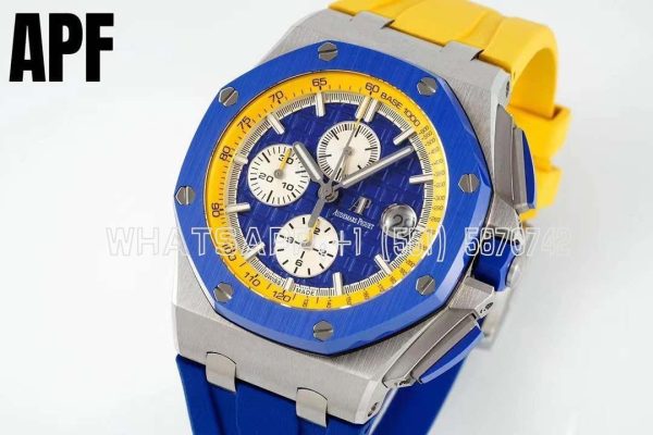 Audemars Piguet Royal Oak Offshore 44mm SS Blue/Yellow Dial on Blue/Yellow Rubber Strap A3126