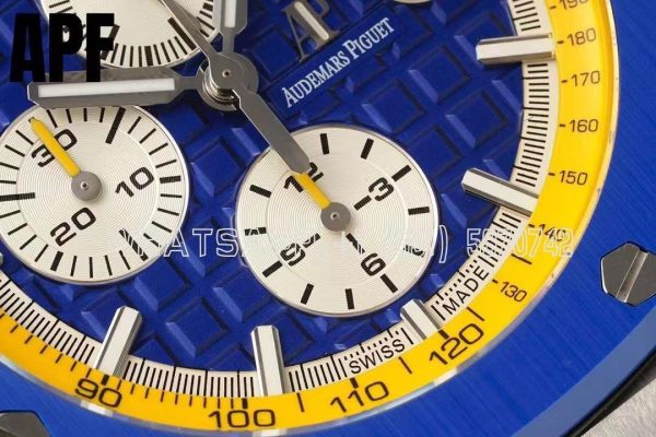 Audemars Piguet Royal Oak Offshore 44mm SS Blue/Yellow Dial on Blue/Yellow Rubber Strap A3126 - Image 5