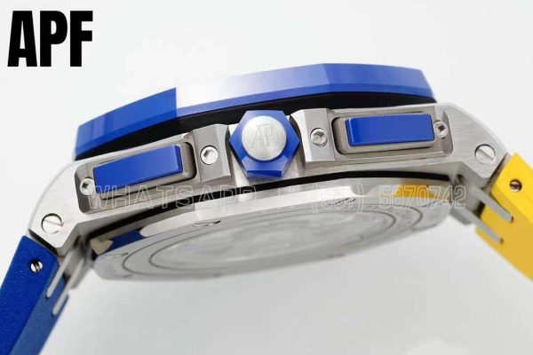 Audemars Piguet Royal Oak Offshore 44mm SS Blue/Yellow Dial on Blue/Yellow Rubber Strap A3126 - Image 6