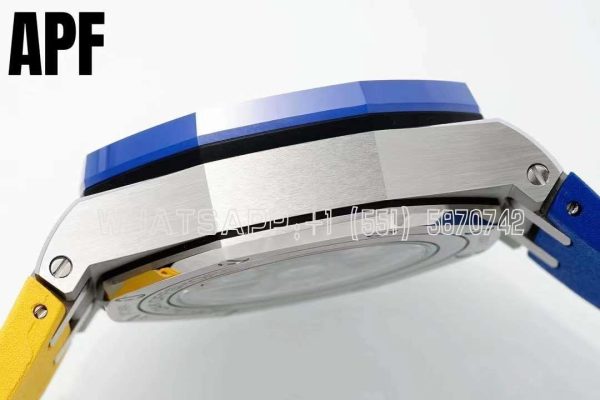 Audemars Piguet Royal Oak Offshore 44mm SS Blue/Yellow Dial on Blue/Yellow Rubber Strap A3126 - Image 7