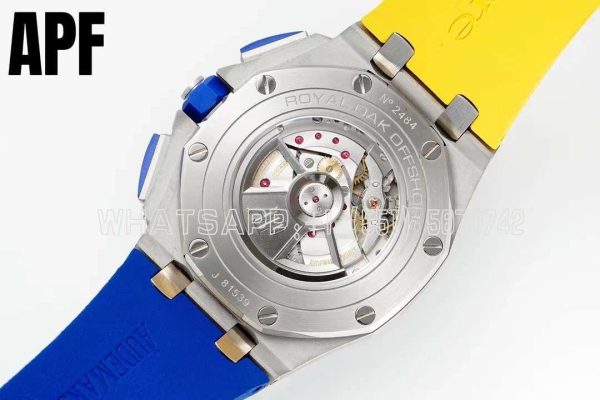 Audemars Piguet Royal Oak Offshore 44mm SS Blue/Yellow Dial on Blue/Yellow Rubber Strap A3126 - Image 8