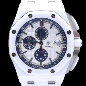 Audemars Piguet Royal Oak Offshore 44mm White Ceramic White Dial on White Rubber Strap A3126
