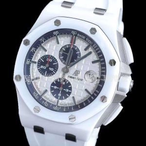 Audemars Piguet Royal Oak Offshore 44mm White Ceramic White Dial on White Rubber Strap A3126