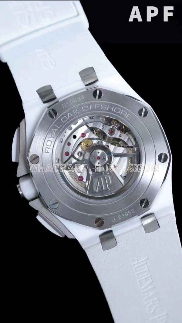 Audemars Piguet Royal Oak Offshore 44mm White Ceramic White Dial on White Rubber Strap A3126 - Image 5