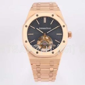 Audemars Piguet oyal Oak Tourbillon Extra-Thin Black Dial in Rose Gold R8 Factory