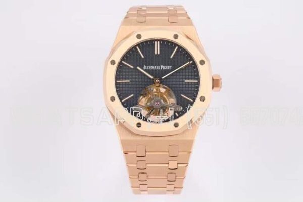 Audemars Piguet oyal Oak Tourbillon Extra-Thin Black Dial in Rose Gold R8 Factory