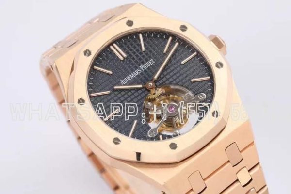 Audemars Piguet oyal Oak Tourbillon Extra-Thin Black Dial in Rose Gold R8 Factory