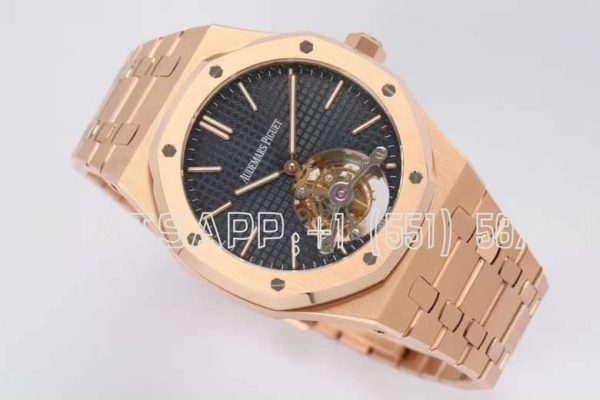 Audemars Piguet oyal Oak Tourbillon Extra-Thin Black Dial in Rose Gold R8 Factory