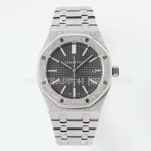 Audemars Piguet Royal Oak 15410 37mm 37mm Grey Dial in Frosted Gold