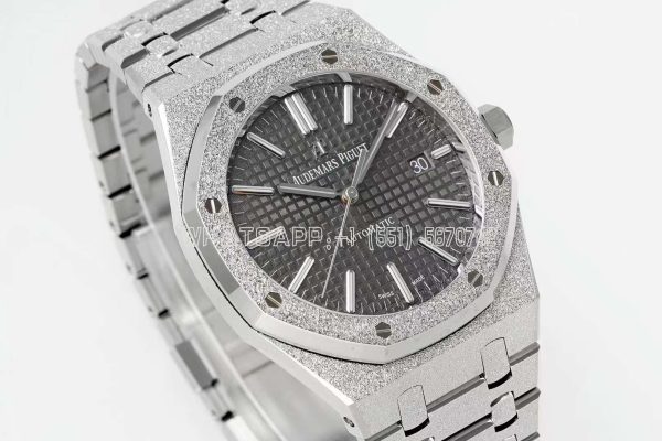 Audemars Piguet Royal Oak 15410 37mm 37mm Grey Dial in Frosted Gold