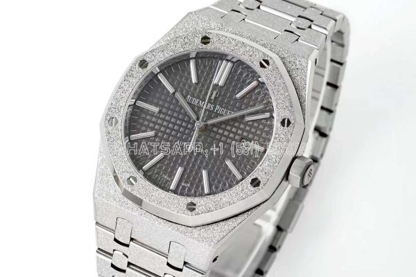 Audemars Piguet Royal Oak 15410 37mm 37mm Grey Dial in Frosted Gold