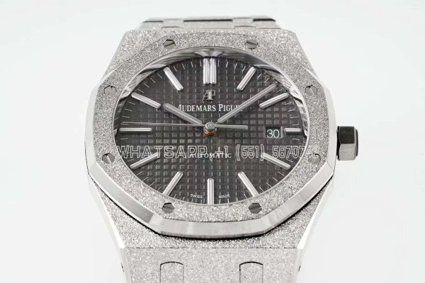 Audemars Piguet Royal Oak 15410 37mm 37mm Grey Dial in Frosted Gold
