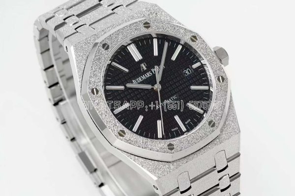 Audemars Piguet Royal Oak 15410 37mm Black Dial in Frosted Gold