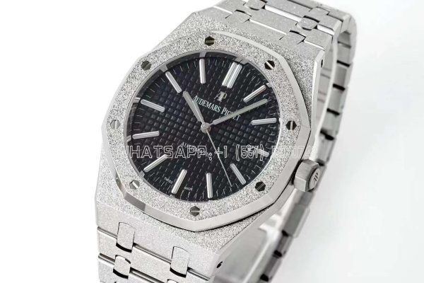 Audemars Piguet Royal Oak 15410 37mm Black Dial in Frosted Gold