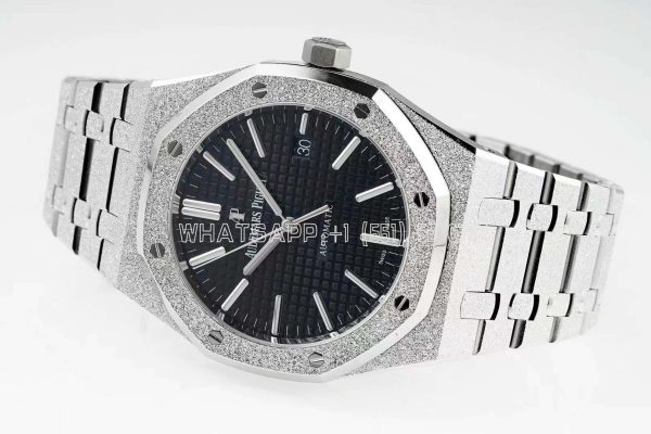 Audemars Piguet Royal Oak 15410 37mm Black Dial in Frosted Gold