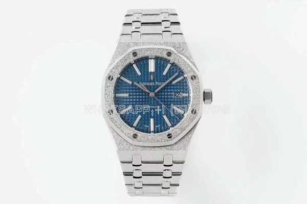 Audemars Piguet Royal Oak 15410 37mm Blue Dial in Frosted Gold
