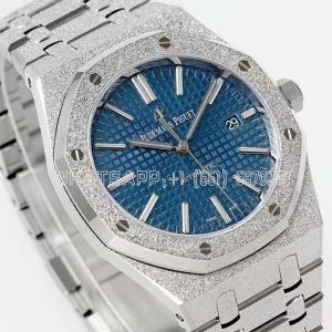 Audemars Piguet Royal Oak 15410 37mm Blue Dial in Frosted Gold