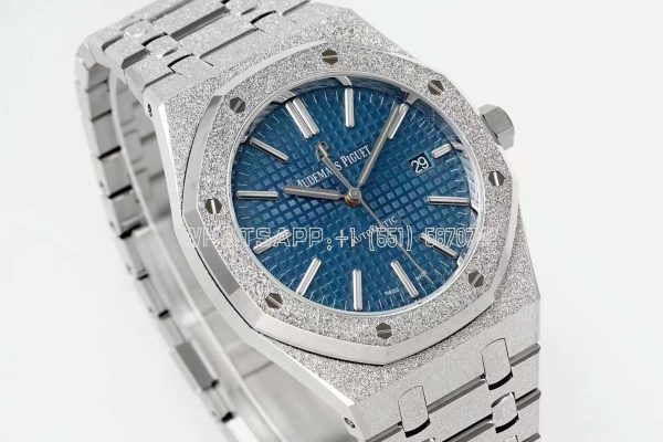 Audemars Piguet Royal Oak 15410 37mm Blue Dial in Frosted Gold