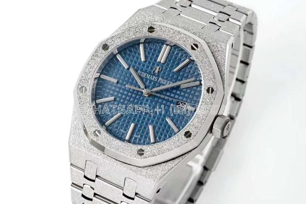Audemars Piguet Royal Oak 15410 37mm Blue Dial in Frosted Gold