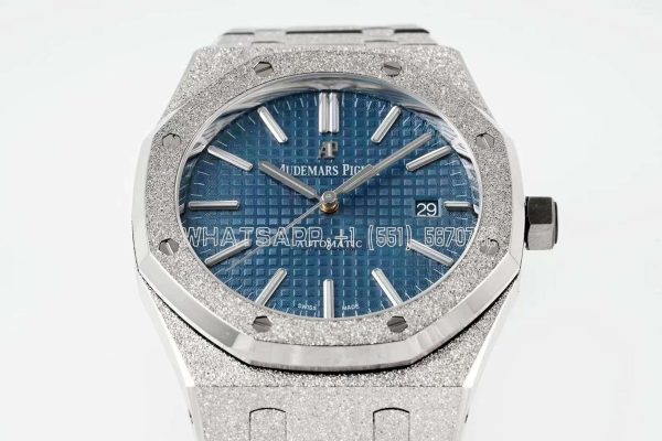Audemars Piguet Royal Oak 15410 37mm Blue Dial in Frosted Gold