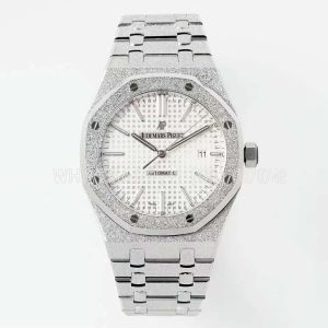 Audemars Piguet Royal Oak 15410 37mm White Dial in Frosted Gold