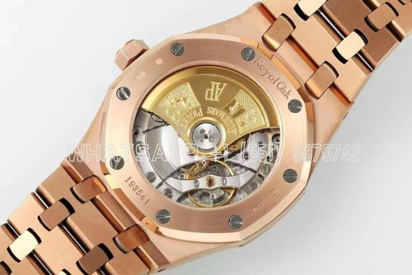 Audemars Piguet Royal Oak 15450ST 37mm Champagne Dial in Rose Gold with Rainbow Diamond Bezel - Image 9