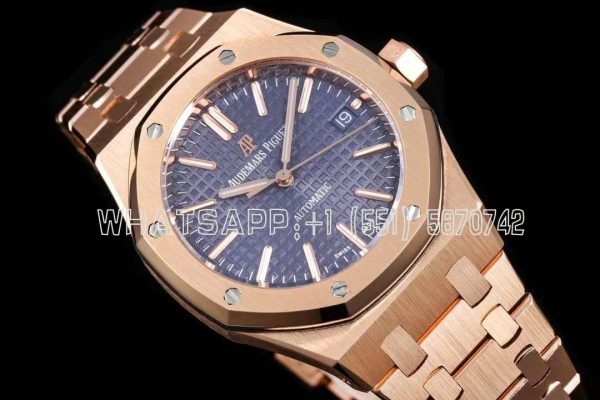 Audemars Piguet Royal Oak 15451ST 37mm Blue Dial in Rose Gold