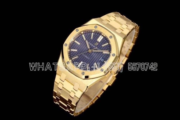Audemars Piguet Royal Oak 15451ST 37mm Blue Dial in Yellow Gold