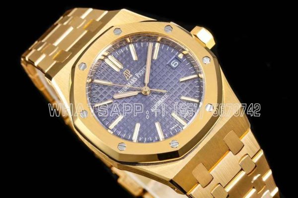 Audemars Piguet Royal Oak 15451ST 37mm Blue Dial in Yellow Gold