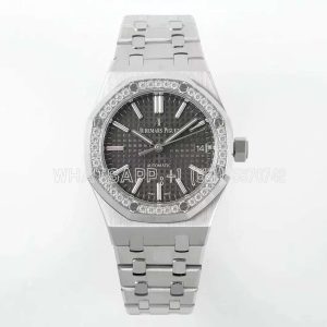 Audemars Piguet Royal Oak 15451ST 37mm Gray Dial in Steel with Diamond Bezel