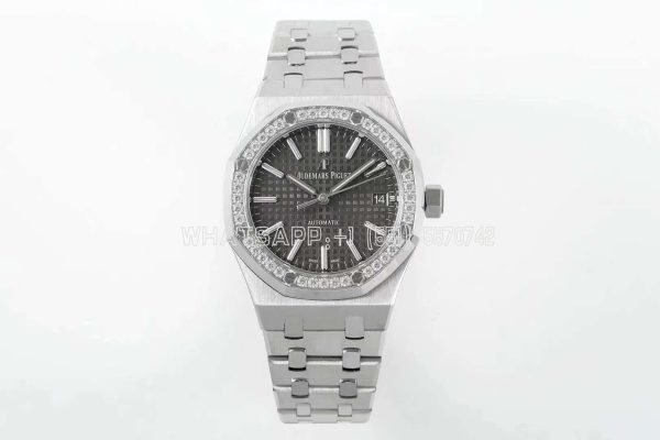 Audemars Piguet Royal Oak 15451ST 37mm Gray Dial in Steel with Diamond Bezel