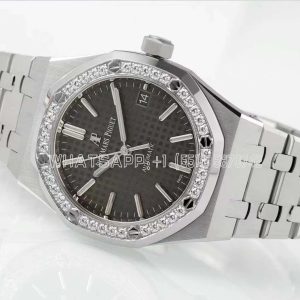 Audemars Piguet Royal Oak 15451ST 37mm Gray Dial in Steel with Diamond Bezel
