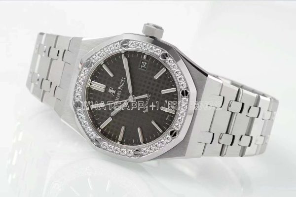 Audemars Piguet Royal Oak 15451ST 37mm Gray Dial in Steel with Diamond Bezel