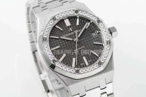 Audemars Piguet Royal Oak 15451ST 37mm Gray Dial in Steel with Diamond Bezel