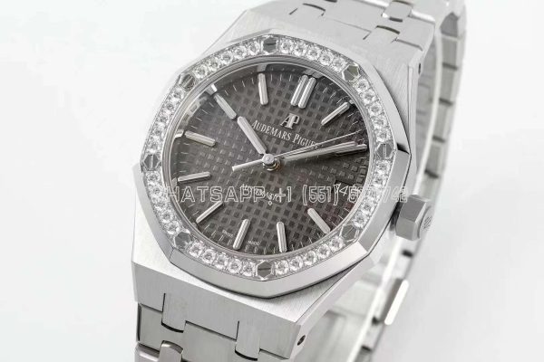 Audemars Piguet Royal Oak 15451ST 37mm Gray Dial in Steel with Diamond Bezel