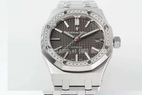 Audemars Piguet Royal Oak 15451ST 37mm Gray Dial in Steel with Diamond Bezel