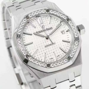 Audemars Piguet Royal Oak 15451ST 37mm White Dial in Steel with Diamond Bezel