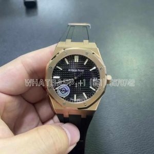 Audemars Piguet Royal Oak 15500 41mm Black Dial Rose Gold and Rubber Strap