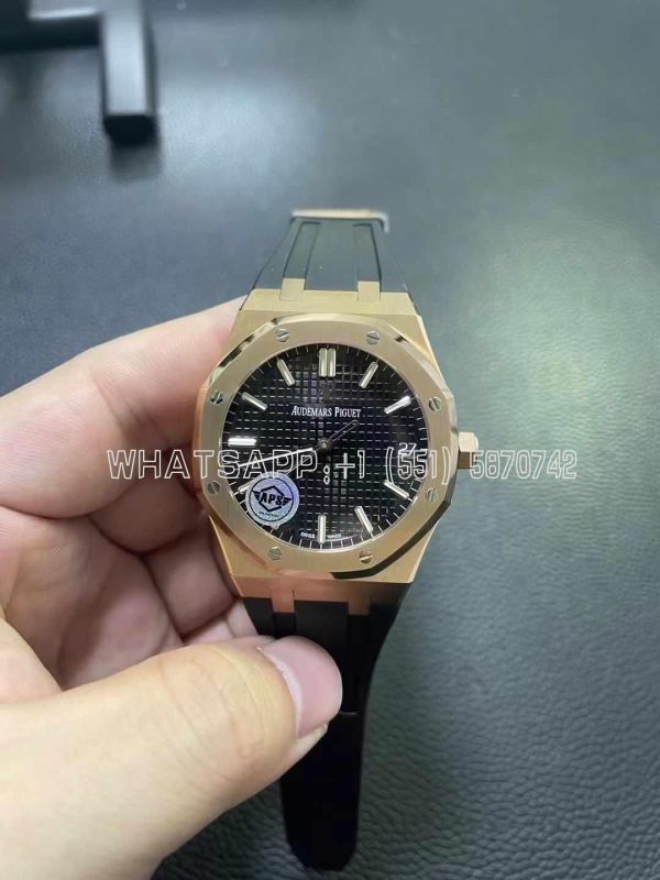Audemars Piguet Royal Oak 15500 41mm Black Dial Rose Gold and Rubber Strap