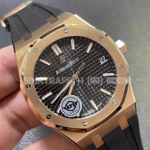 Audemars Piguet Royal Oak 15500 41mm Black Dial Rose Gold and Rubber Strap