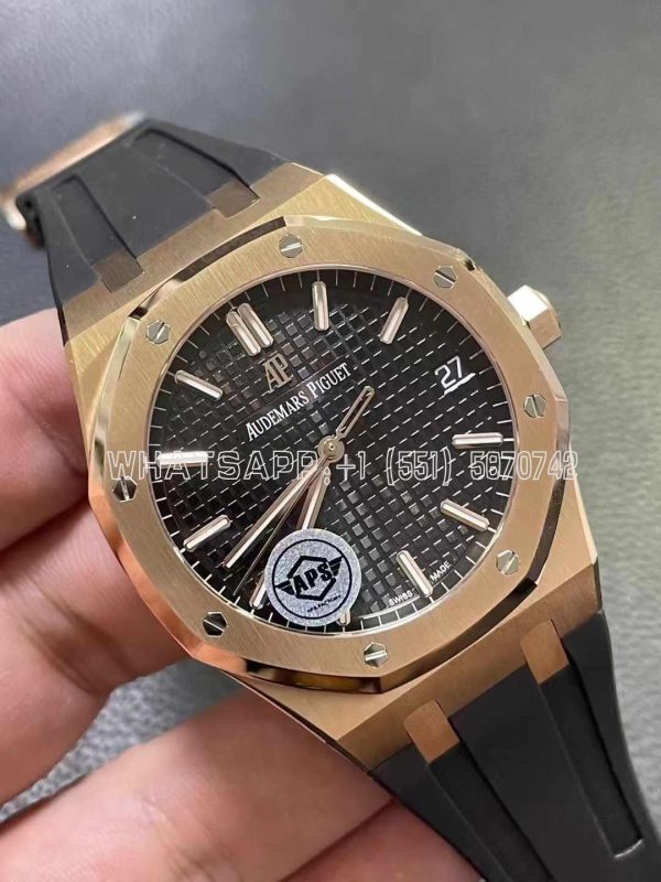 Audemars Piguet Royal Oak 15500 41mm Black Dial Rose Gold and Rubber Strap