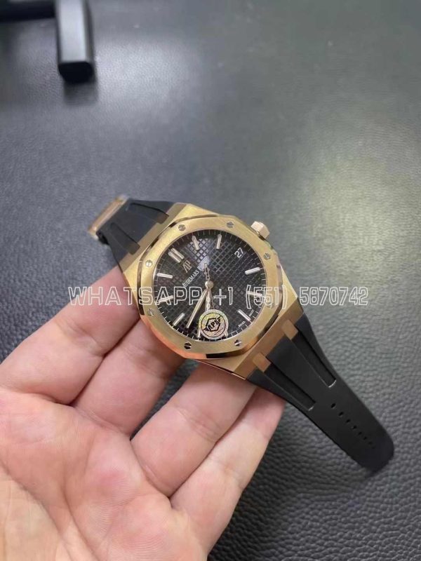Audemars Piguet Royal Oak 15500 41mm Black Dial Rose Gold and Rubber Strap